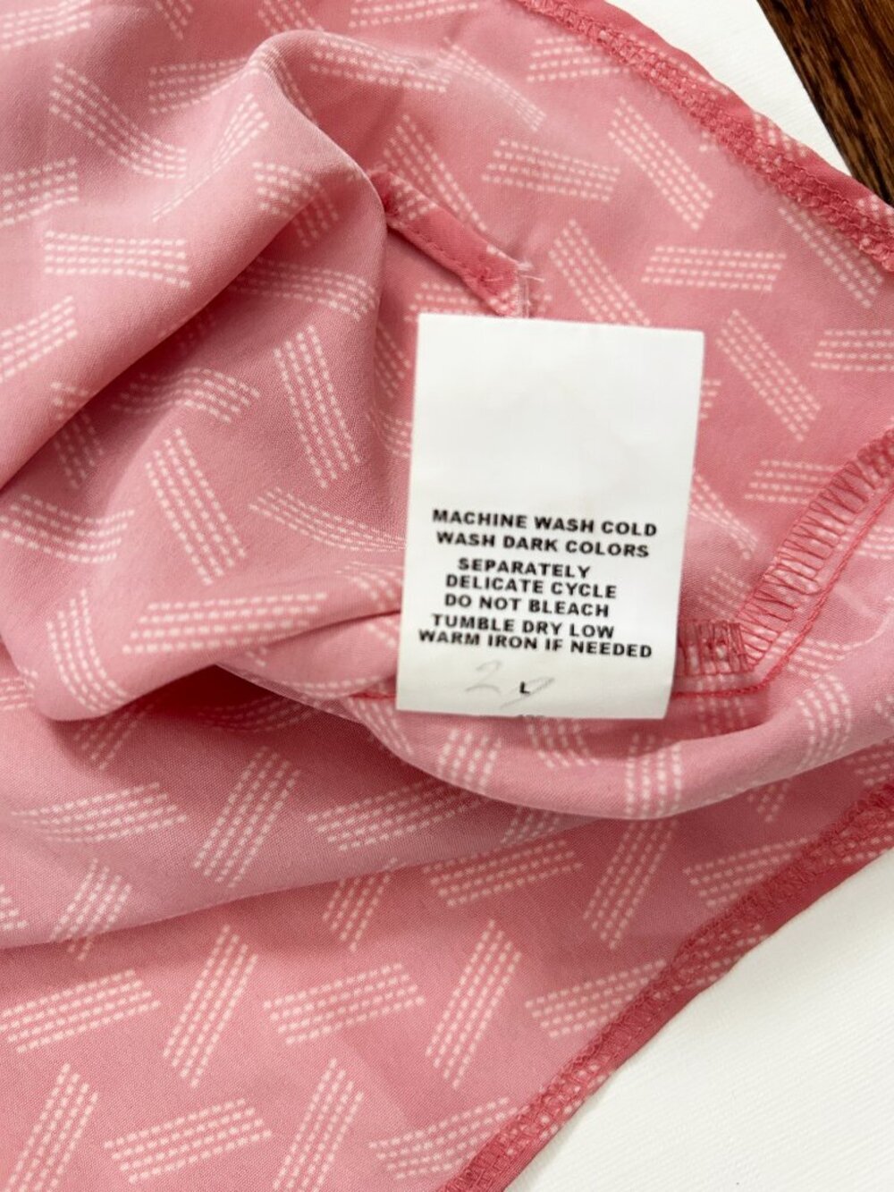 Allen Solly Pink Geometric Print Split Neck Blouse Short Sleeve Top Size L - Picture 10 of 10